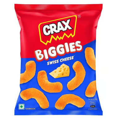 Crax Biggies Puffs Snacks - Swiss Cheese, 22g
