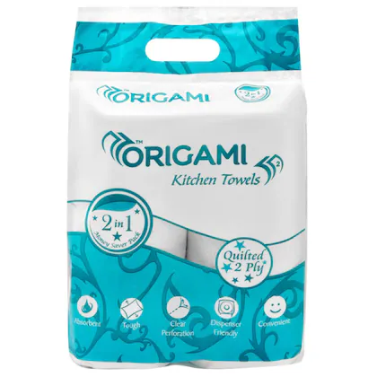 Origami Kitchen Paper Towels 2 in 1 - 2 Ply, 60 Pulls