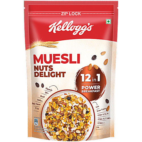 Kellogg's Muesli 12 in 1 Power Breakfast Zipper Pouch - Nuts Delight, 1kg
