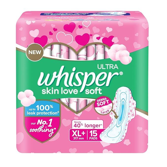 Whisper Ultra Skin Love Soft Sanitary Pads - XL+, 15pcs