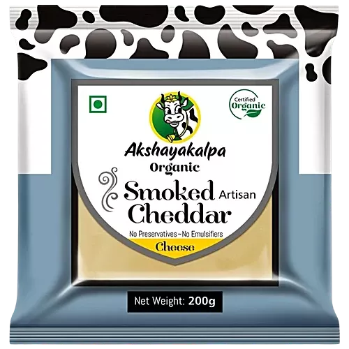 Akshayakalpa Organic Cheddar Cheese Pouch - Smoked, 200g
