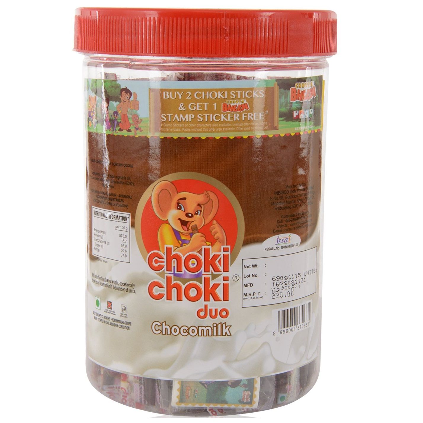 Choki Choki Candy Jar - Choco Milk, 556.6g (4.87g x 115pc)