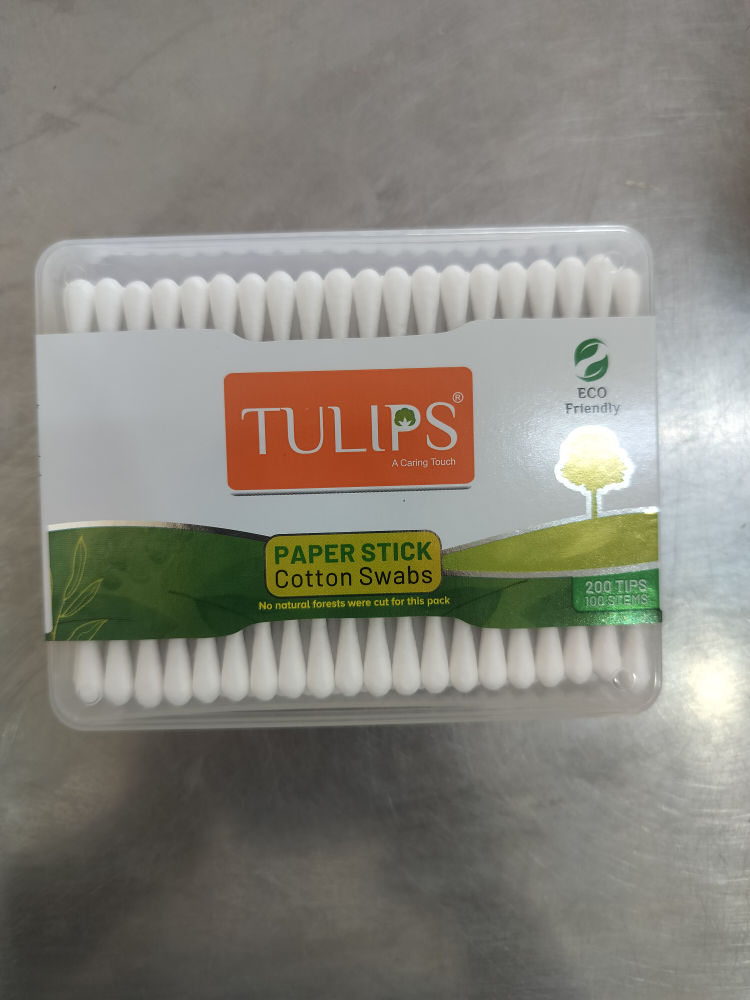Tulips Paper Sticks Cotton Swabs Box, 100pc