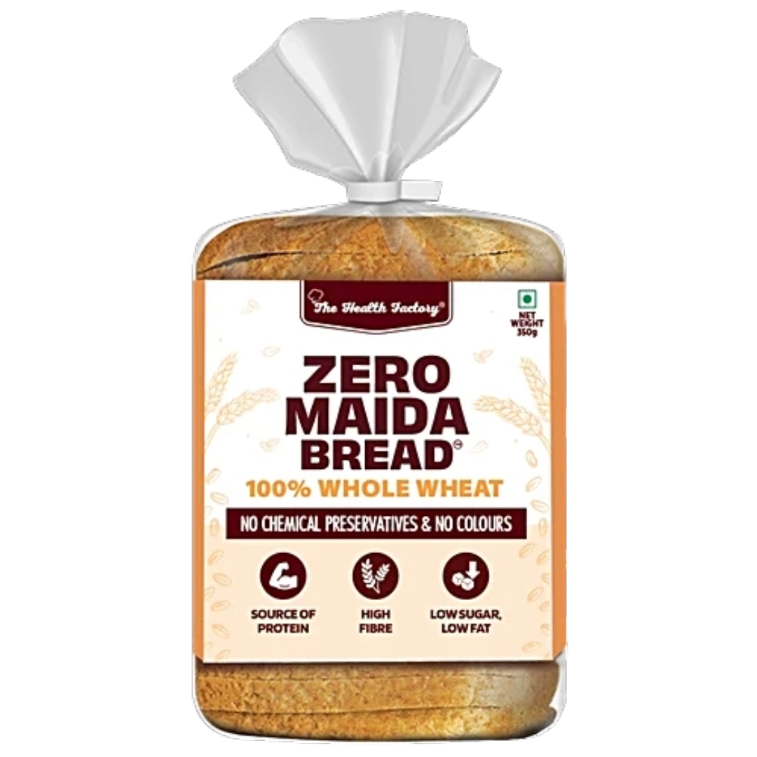 The Health Factory Zero Maida Bread - 100% Whole Wheat, 350g