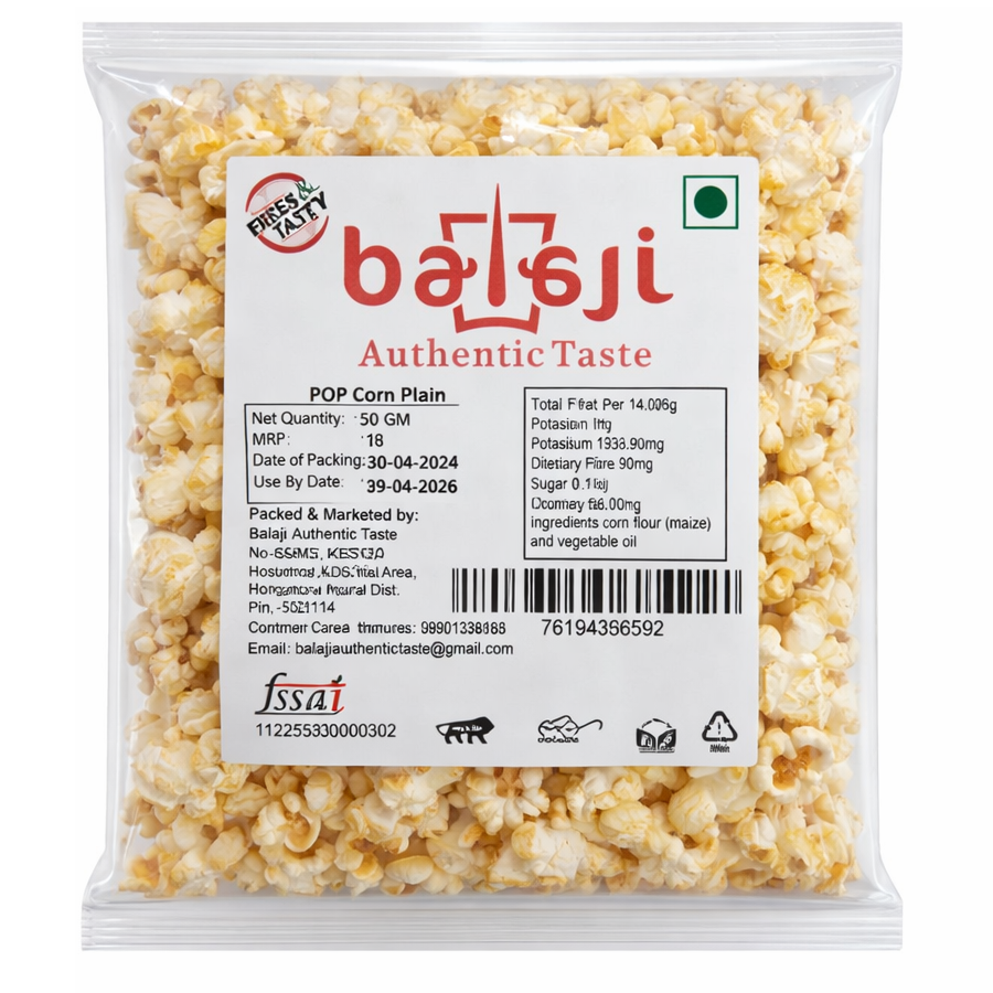 Balaji Popcorn - Plain, 50g