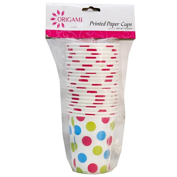 Origami Plain Paper Party Cups, 150ml (Set of 25)