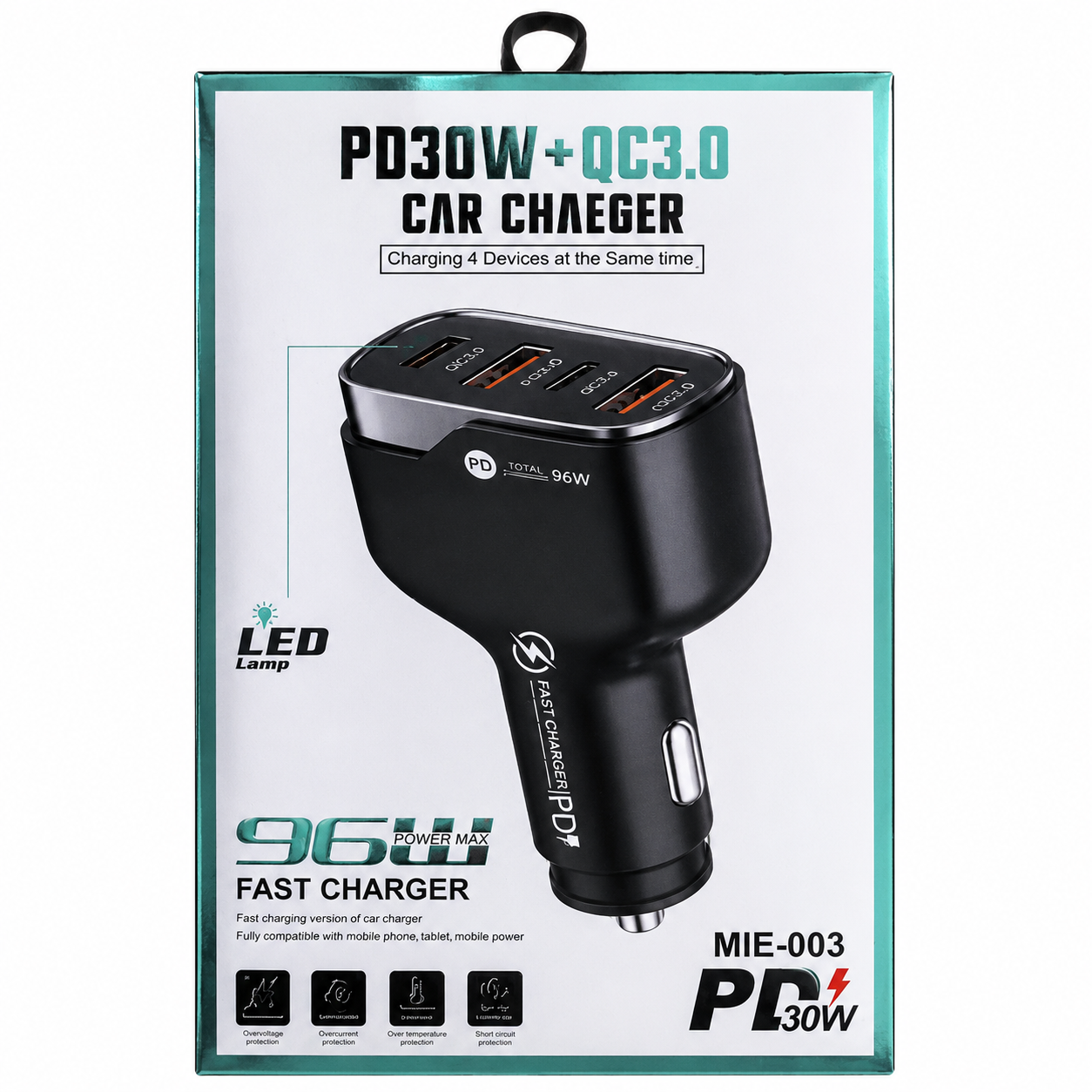 PD30W + QC3.0 | 96W | Car Charger Fast Charging