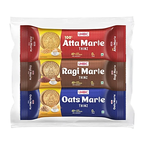 Unibic Assorted Marie Pack Biscuit - Oats, Ragi, 100% Atta, 104g (Set of 3)