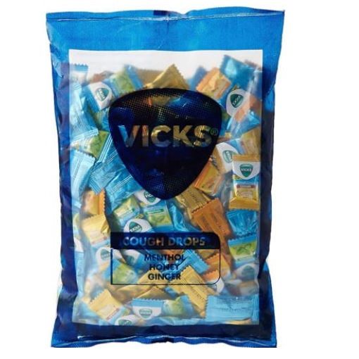 Vicks Throat Cough Drops - Menthol,Ginger & Honey, 3.8g, POUCH (Set of 130)