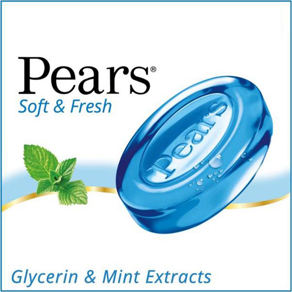 Pears Soft & Fresh Soap - Glycerin & Mint Extracts, 100g