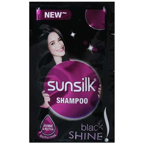 Sunsilk (Re.1) Black Shine Shampoo - Jasmine & Reetha, 6ml