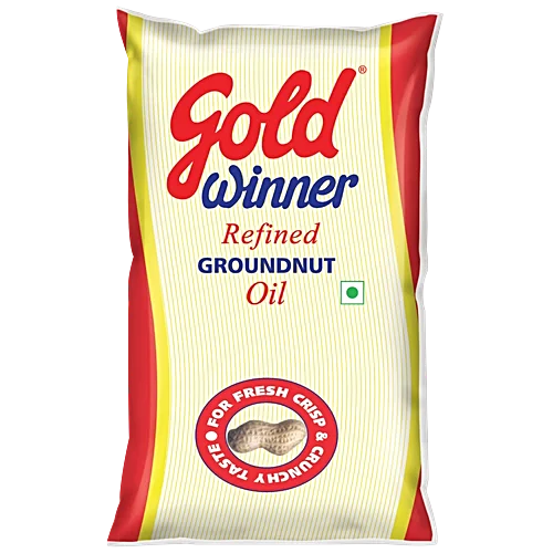 Gold Winner Refined Groundnut Oil Pouch, 1L