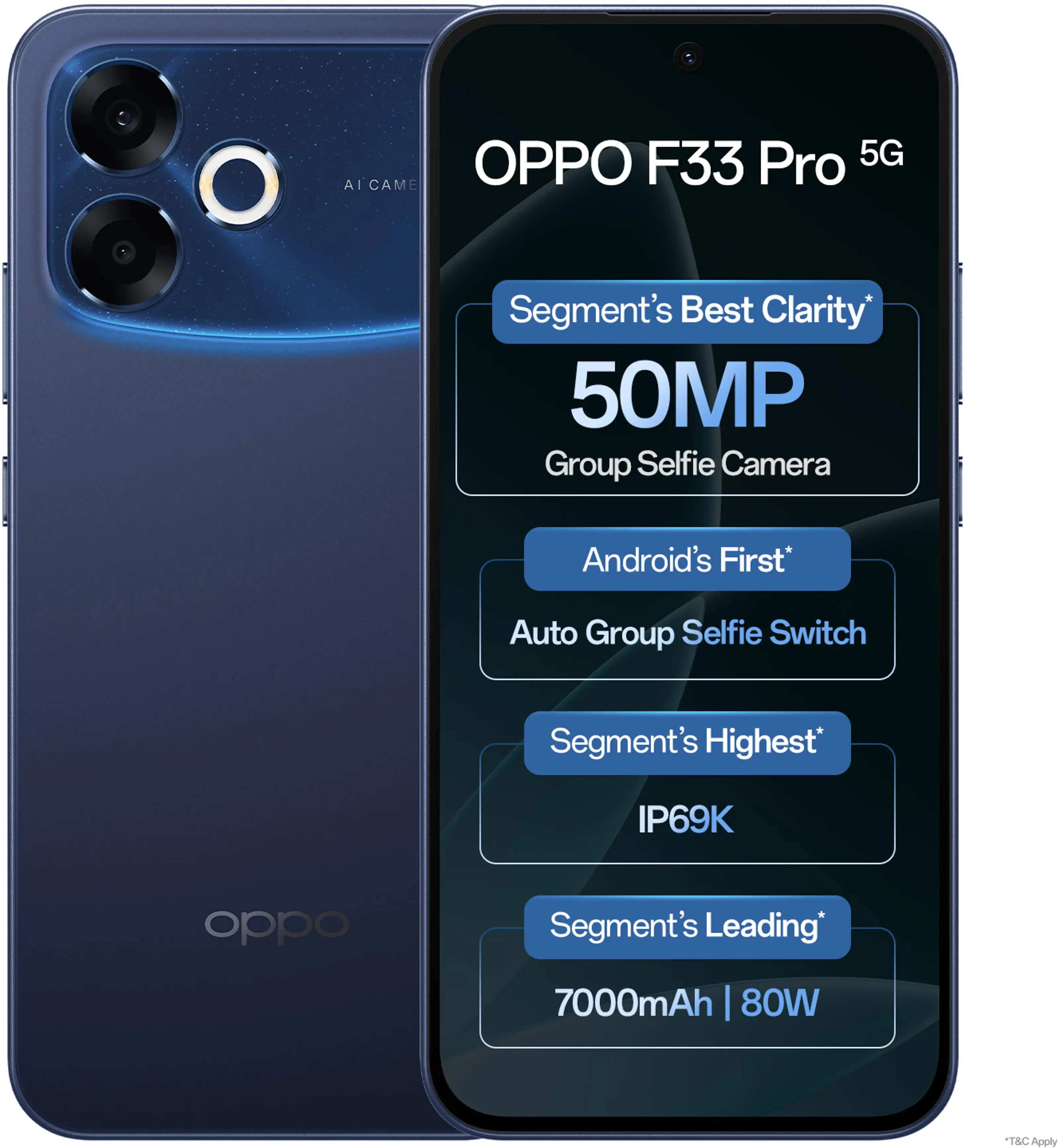 Oppo | F33 | 5G Smartphone (8GB RAM, 128GB ROM, Starry Blue)