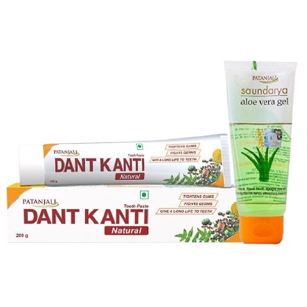 Patanjali Dant Kanti Natural Toothpaste, 200g (Free Patanjali Saundarya Aloevera Gel, 15ml)