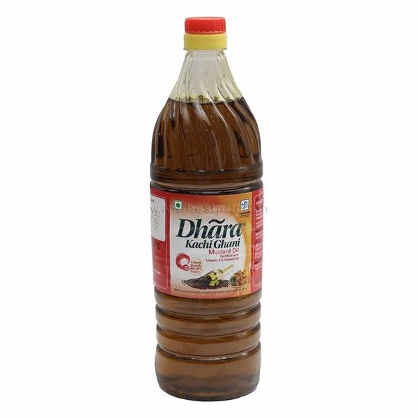 Dhara Kachi Ghani Mustard Oil PET Bottle, 1L