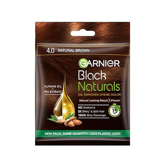 Garnier Black Naturals Hair Colour - 4.0 Natural Brown, 20g+20ml
