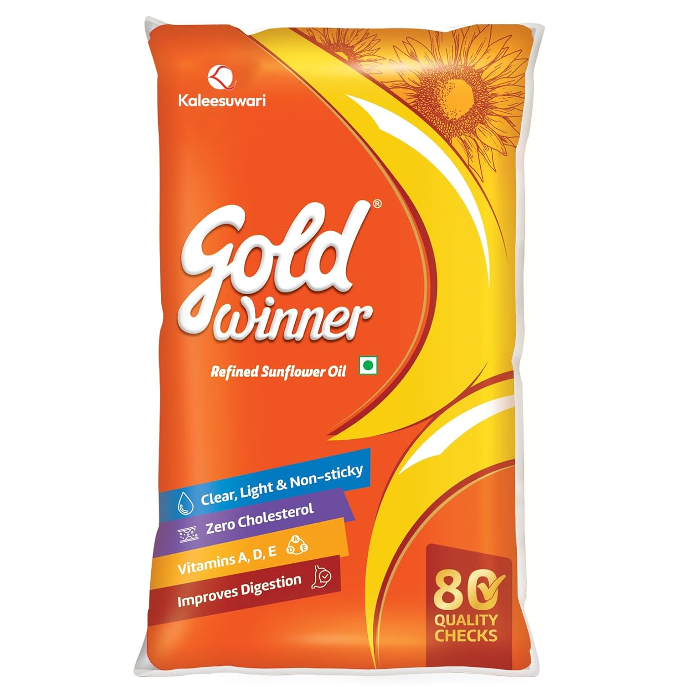 Gold Winner Refined Sunflower Oil Pouch, 1L