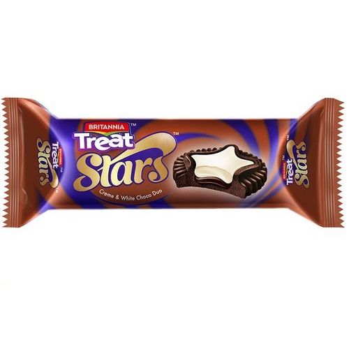 Britannia Treat Stars Biscuit - Creme & White Choco, 100g