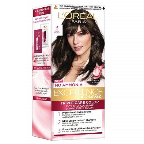 Loreal Paris Excellence Creme Hair Colour - Dark Brown 3, 25ml + 25g
