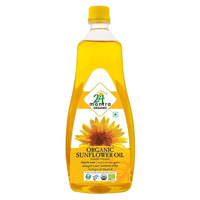 24 Mantra Expeller Pressed Sunflower Oil PET Bottle, 1L