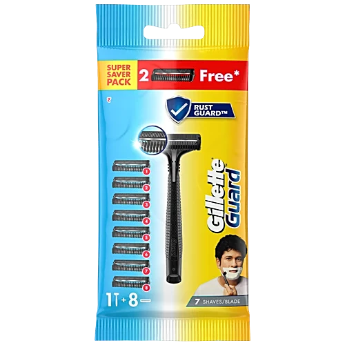 Gillette Guard Manual Shaving Razor Blades, 1pc (6+2 Cartridges & 1 Razor Free)