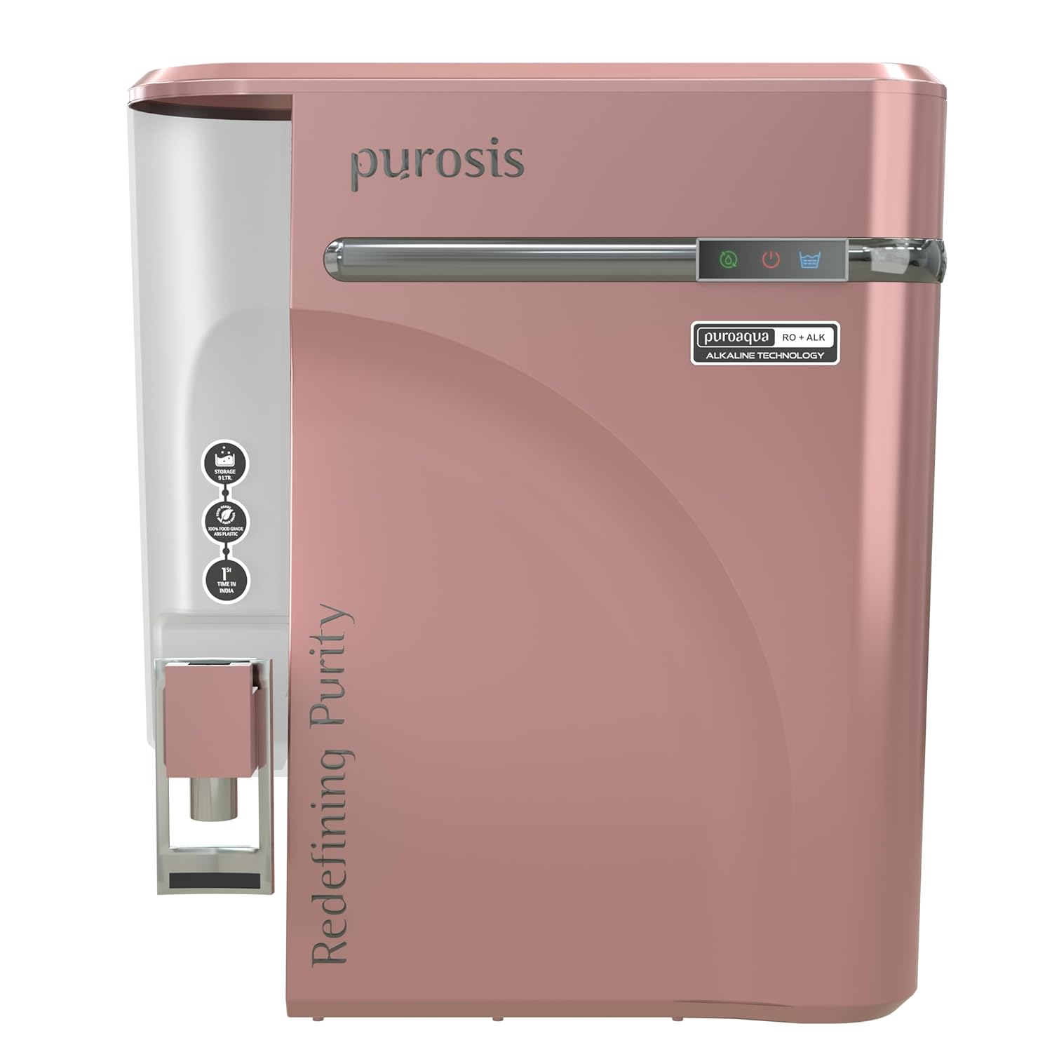 Purosis | PuroAqua | RO+UV+Alkaline Water Purifier (9L, Pure Pink)