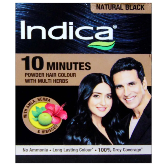 Indica 10 Minutes Herbal Hair Colour - Natural Black, 5g