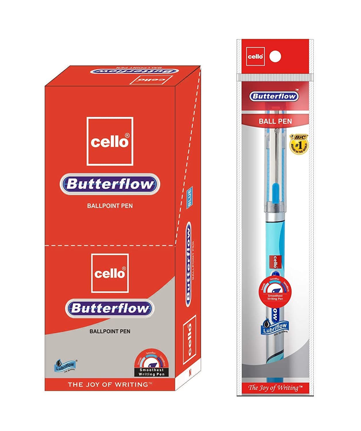 Cello (Rs.10) Butterflow Simply Ball Point Pen - Blue, 0.7mm (Set of 10)