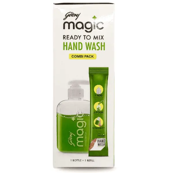 Godrej Magic Ready To Mix Handwash Bottle + Refill, 9g