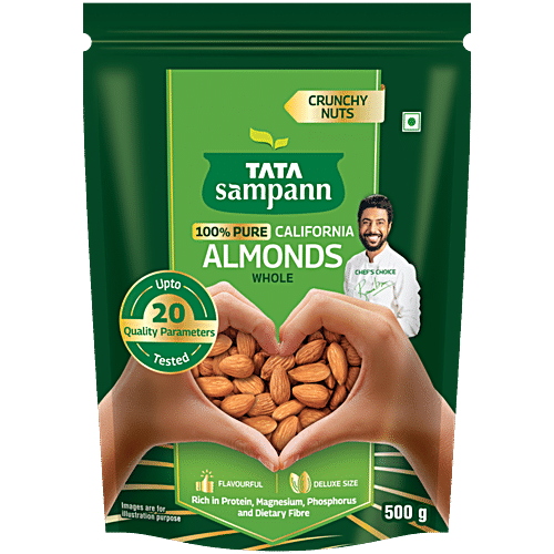 Tata Sampann 100% Pure Premium California Almonds Whole, 500g