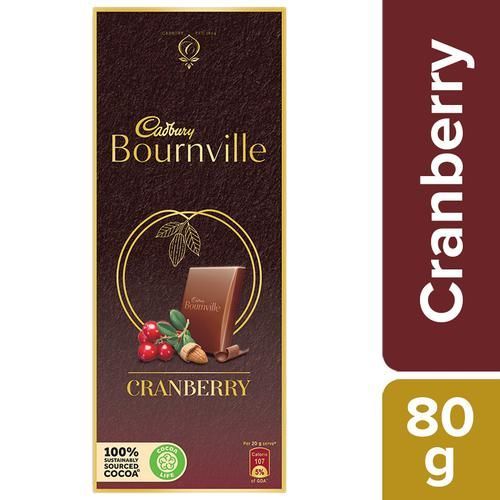 Cadbury Bournville Dark Chocolate Bar - Cranberry, 80g