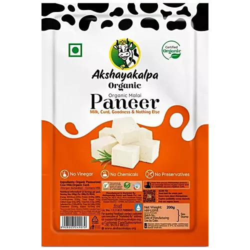 Akshayakalpa Handcrafted Organic Malai Paneer Pouch, 200g