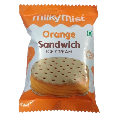 Milky Mist Round Sandwich Ice Cream - Orange, 80ml