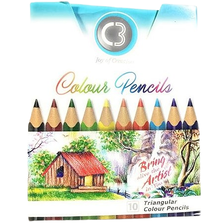 Doms C3 Triangular Colour Pencils, 10Pc