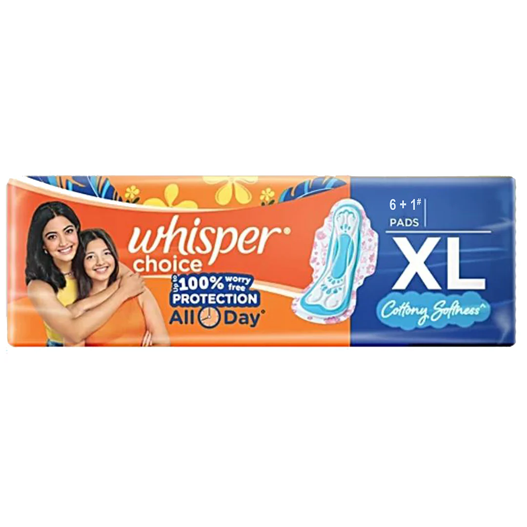 Whisper Choice Sanitary Pads - XL, 7pc
