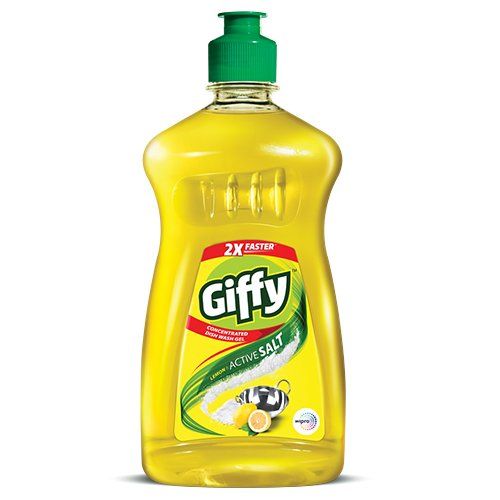 Giffy Yellow Dishwash Gel - Lemon & Active Salt, 500ml