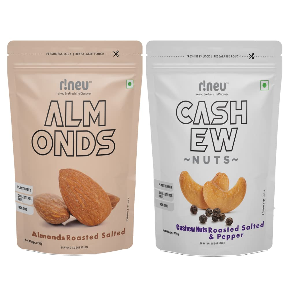 r!neu California Roasted & Salted - Almond 250g + Cashew Nuts, 250g