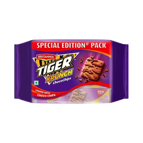 Britannia Tiger Krunch Cookies - Choco Chip, 126g