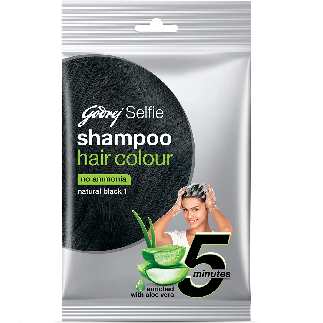 Godrej Selfie Easy 5 Minute Shampoo Based Hair Color - Natural Black, 10ml