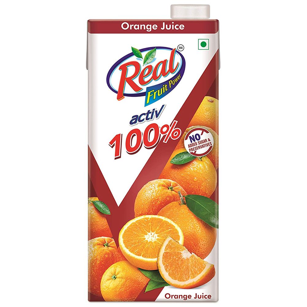 Real 100% Active Fruit Power Juice Tetra Pack - Orange, 1L