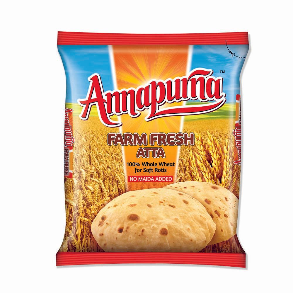 Annapurna Farm Fresh Whole Wheat Atta Pouch, 10kg