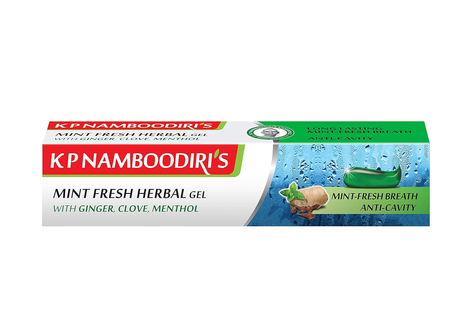 K P Namboodiri's Fresh Herbal Gel Toothpaste - Ginger, Clove & Mint, 150g