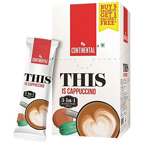 Continental This 3 In 1 Premix Instant Coffee Carton - Cappuccino, 22g (Buy 5 Get 1 FREE)