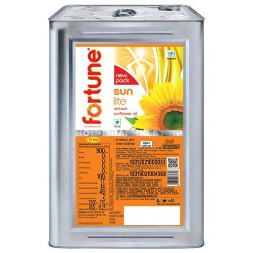 Fortune Sunlite Refined Sunflower Oil Tin, 15kg
