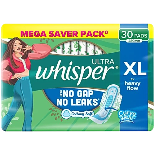 Whisper Ultra Hygiene Comfort Sanitary Pad - XL, 30pc