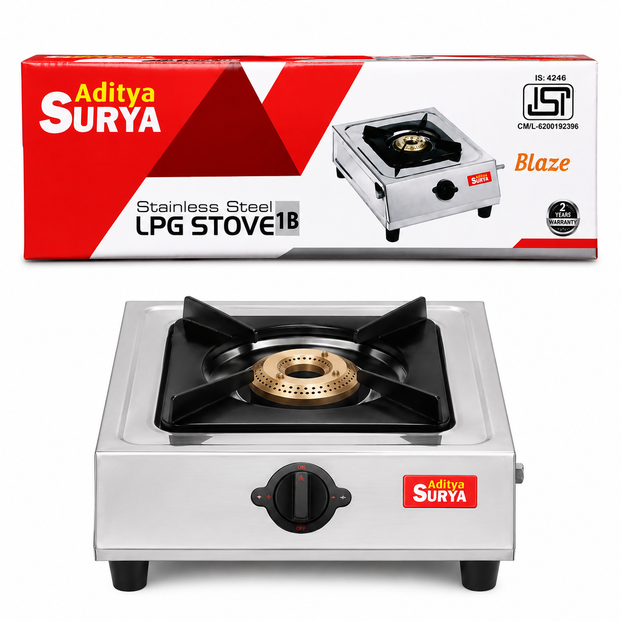Aditya Surya Blaze 1 Burner Stainless Steel LPG Stove