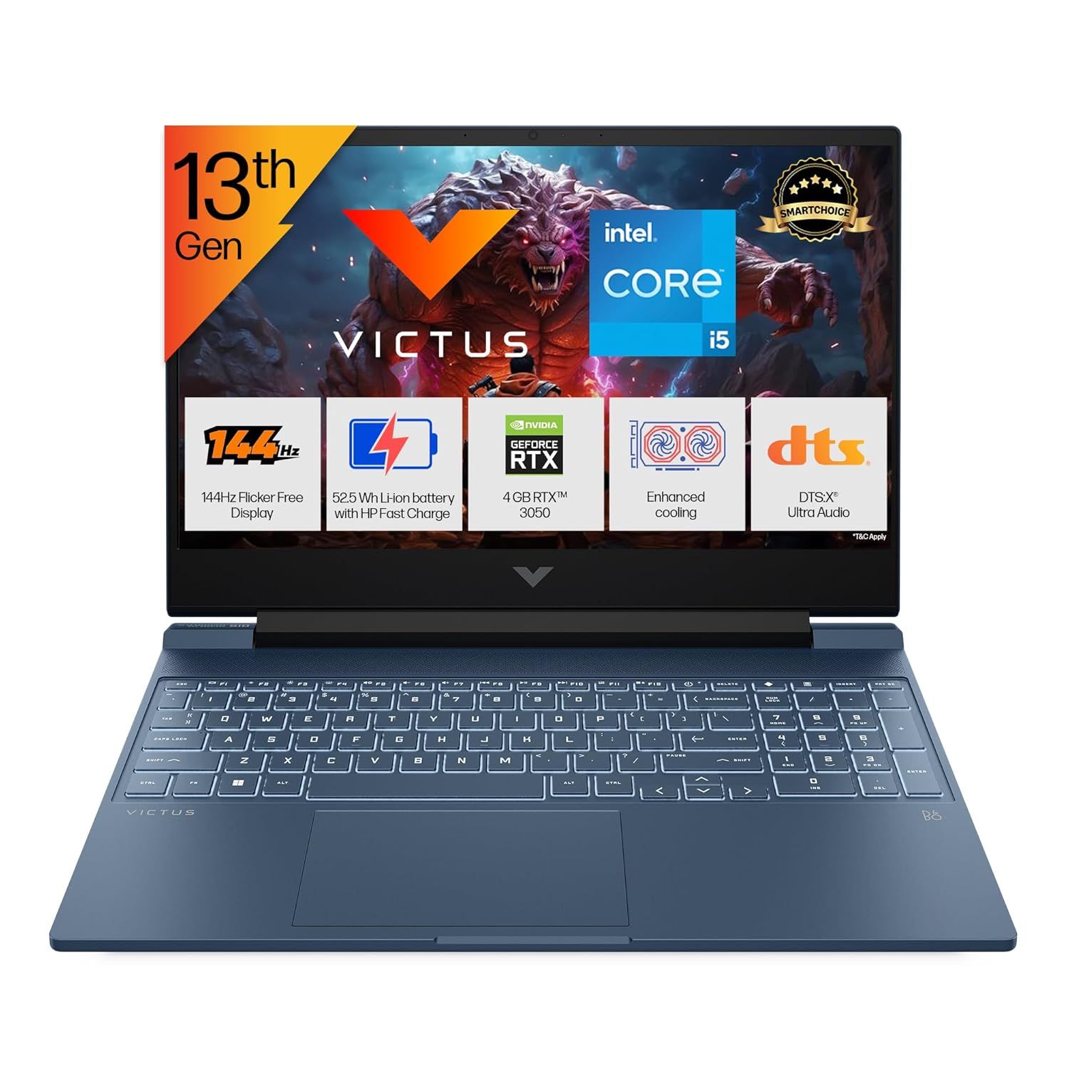 HP | Victus | Gaming Laptop (15.6 inch, 2.3kg, Core i5, 16GB, 512GB, Blue)