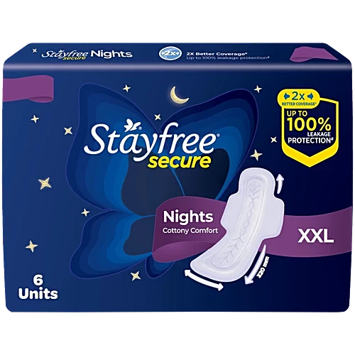 Stayfree Secure Nights Sanitary Pads - XXL, 6pc