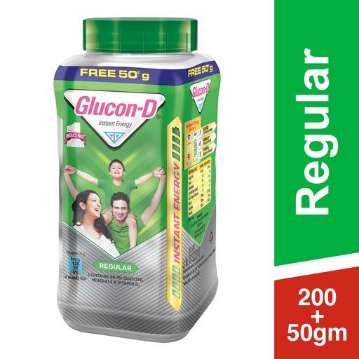 Glucon-D Instant Energy Health Drink Jar - Regular 200g (Extra 50g Free)