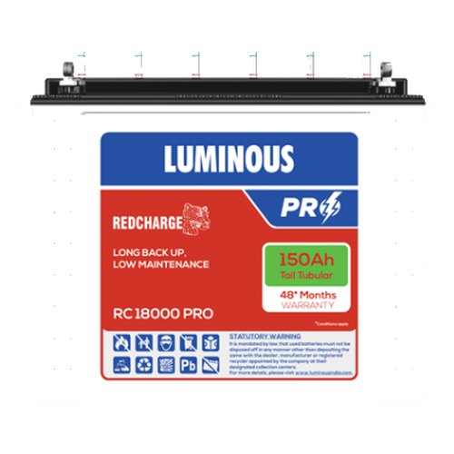 Luminous | REDCHARGE RC 18000 PRO | Tall Tubular Battery (150AH)